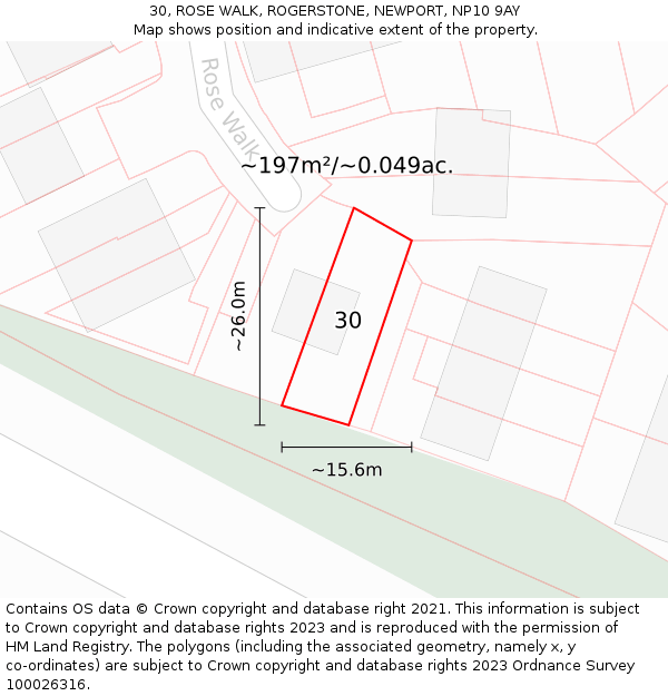 30, ROSE WALK, ROGERSTONE, NEWPORT, NP10 9AY: Plot and title map