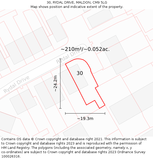 30, RYDAL DRIVE, MALDON, CM9 5LG: Plot and title map