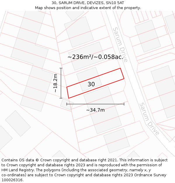 30, SARUM DRIVE, DEVIZES, SN10 5AT: Plot and title map