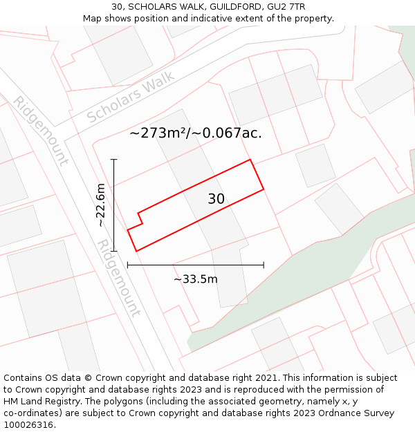30, SCHOLARS WALK, GUILDFORD, GU2 7TR: Plot and title map