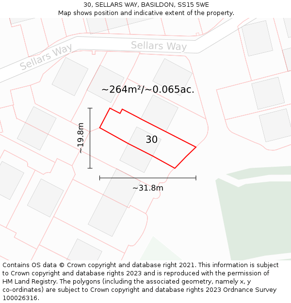 30, SELLARS WAY, BASILDON, SS15 5WE: Plot and title map