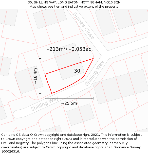 30, SHILLING WAY, LONG EATON, NOTTINGHAM, NG10 3QN: Plot and title map