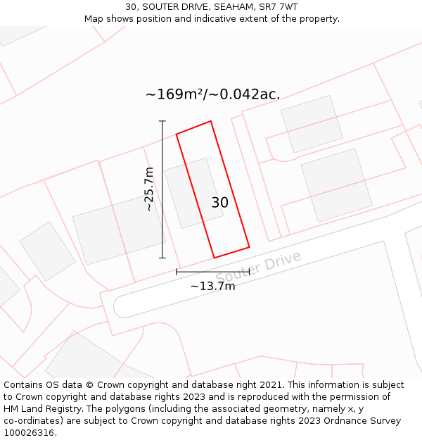 30, SOUTER DRIVE, SEAHAM, SR7 7WT: Plot and title map