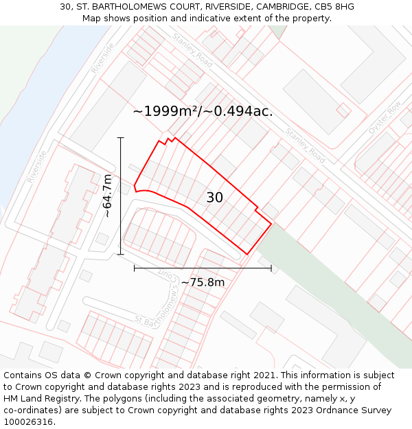 30, ST. BARTHOLOMEWS COURT, RIVERSIDE, CAMBRIDGE, CB5 8HG: Plot and title map
