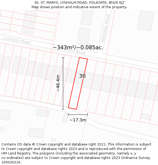 30, ST. MARYS, LYNHOLM ROAD, POLEGATE, BN26 6JZ: Plot and title map