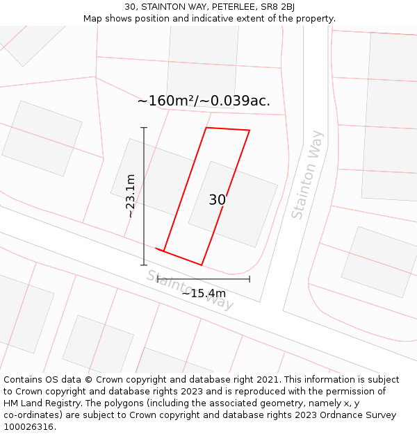 30, STAINTON WAY, PETERLEE, SR8 2BJ: Plot and title map