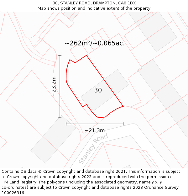 30, STANLEY ROAD, BRAMPTON, CA8 1DX: Plot and title map