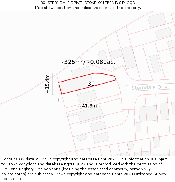 30, STERNDALE DRIVE, STOKE-ON-TRENT, ST4 2QD: Plot and title map