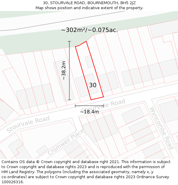 30, STOURVALE ROAD, BOURNEMOUTH, BH5 2JZ: Plot and title map