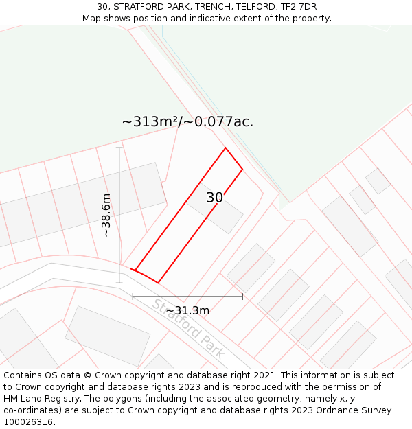 30, STRATFORD PARK, TRENCH, TELFORD, TF2 7DR: Plot and title map