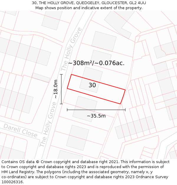 30, THE HOLLY GROVE, QUEDGELEY, GLOUCESTER, GL2 4UU: Plot and title map