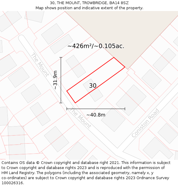 30, THE MOUNT, TROWBRIDGE, BA14 8SZ: Plot and title map