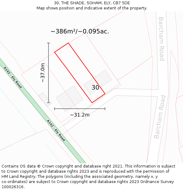 30, THE SHADE, SOHAM, ELY, CB7 5DE: Plot and title map
