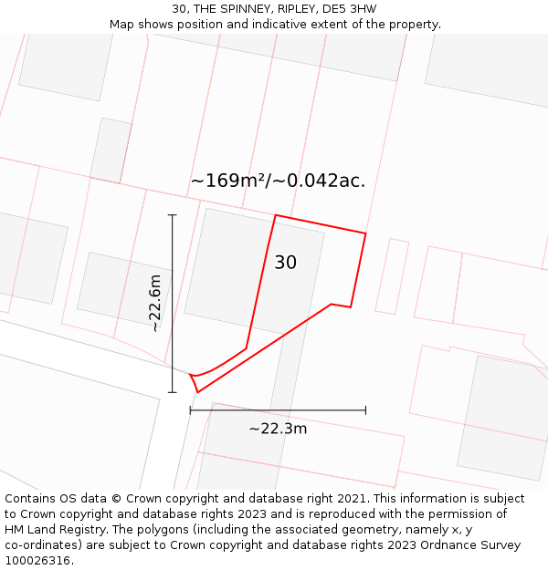 30, THE SPINNEY, RIPLEY, DE5 3HW: Plot and title map