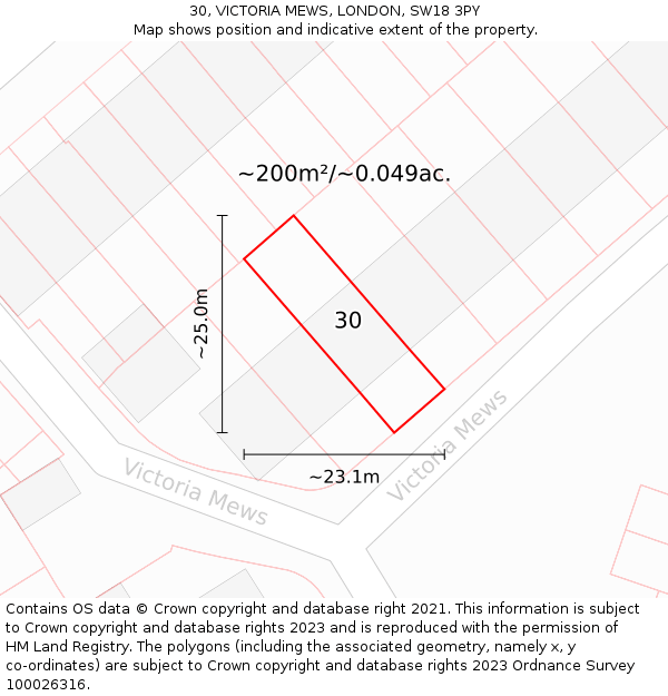 30, VICTORIA MEWS, LONDON, SW18 3PY: Plot and title map
