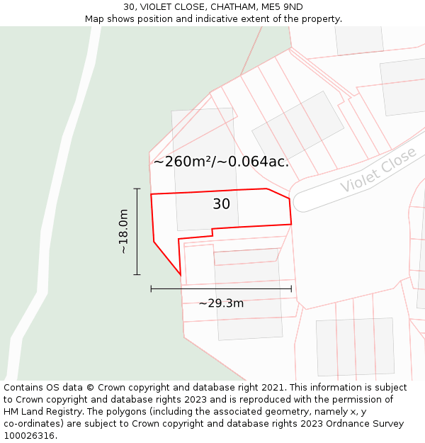30, VIOLET CLOSE, CHATHAM, ME5 9ND: Plot and title map