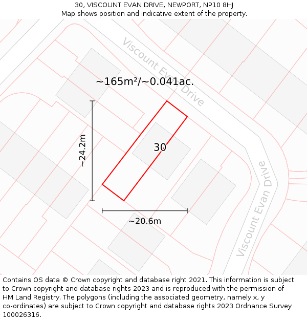 30, VISCOUNT EVAN DRIVE, NEWPORT, NP10 8HJ: Plot and title map