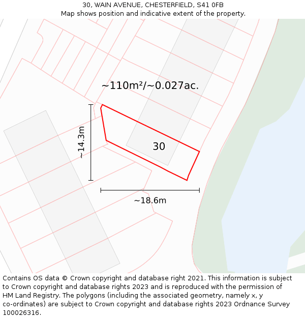 30, WAIN AVENUE, CHESTERFIELD, S41 0FB: Plot and title map