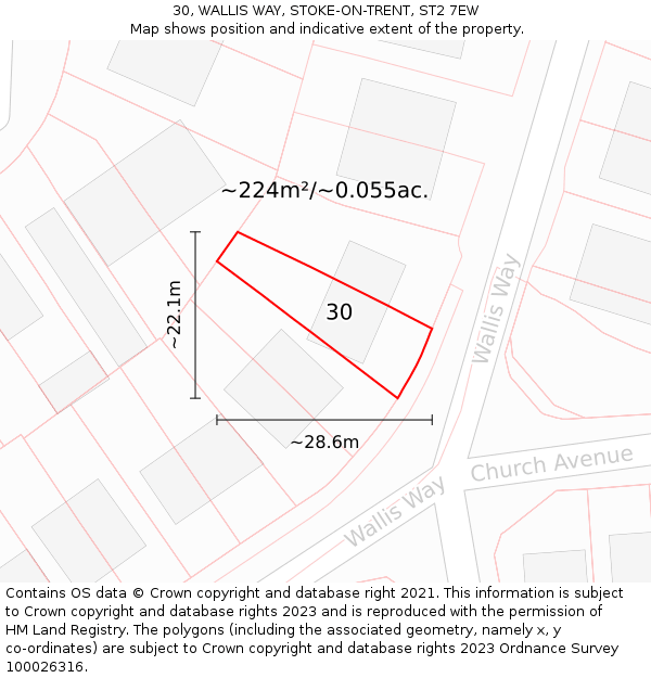 30, WALLIS WAY, STOKE-ON-TRENT, ST2 7EW: Plot and title map