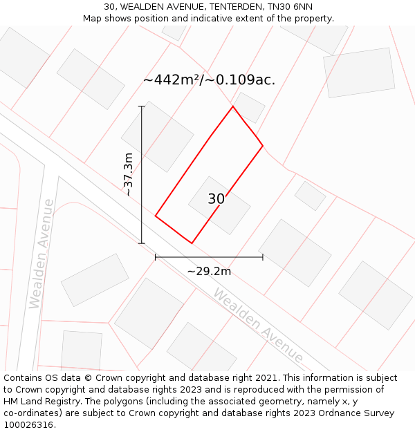 30, WEALDEN AVENUE, TENTERDEN, TN30 6NN: Plot and title map