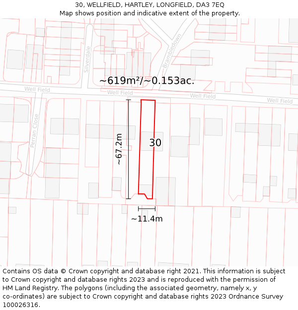 30, WELLFIELD, HARTLEY, LONGFIELD, DA3 7EQ: Plot and title map