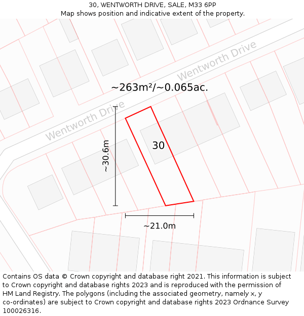 30, WENTWORTH DRIVE, SALE, M33 6PP: Plot and title map