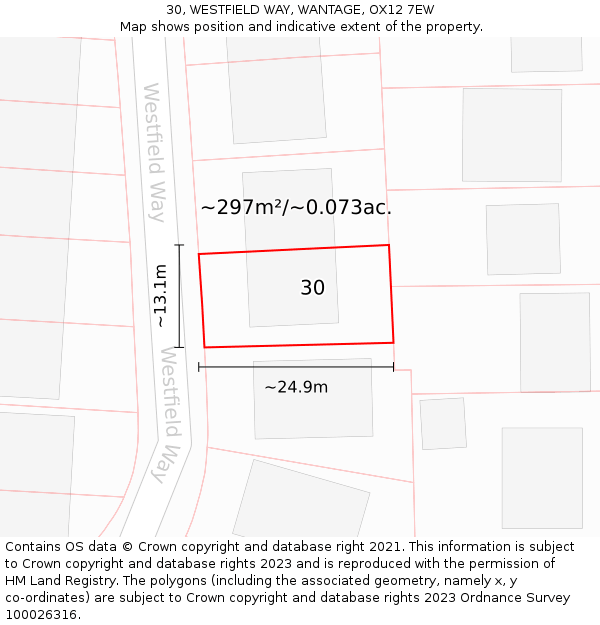 30, WESTFIELD WAY, WANTAGE, OX12 7EW: Plot and title map