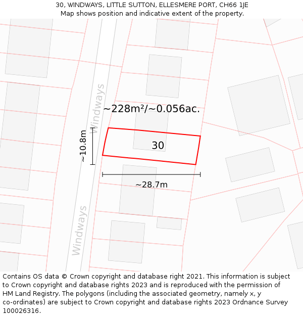 30, WINDWAYS, LITTLE SUTTON, ELLESMERE PORT, CH66 1JE: Plot and title map