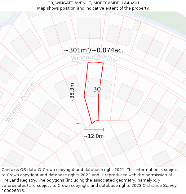 30, WINGATE AVENUE, MORECAMBE, LA4 4SH: Plot and title map