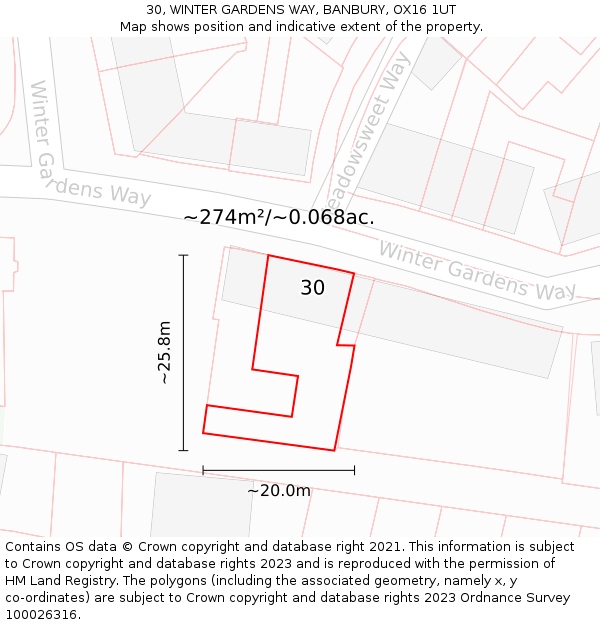 30, WINTER GARDENS WAY, BANBURY, OX16 1UT: Plot and title map
