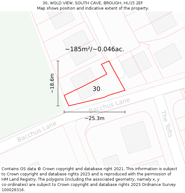 30, WOLD VIEW, SOUTH CAVE, BROUGH, HU15 2EF: Plot and title map