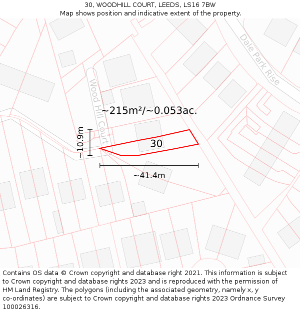 30, WOODHILL COURT, LEEDS, LS16 7BW: Plot and title map