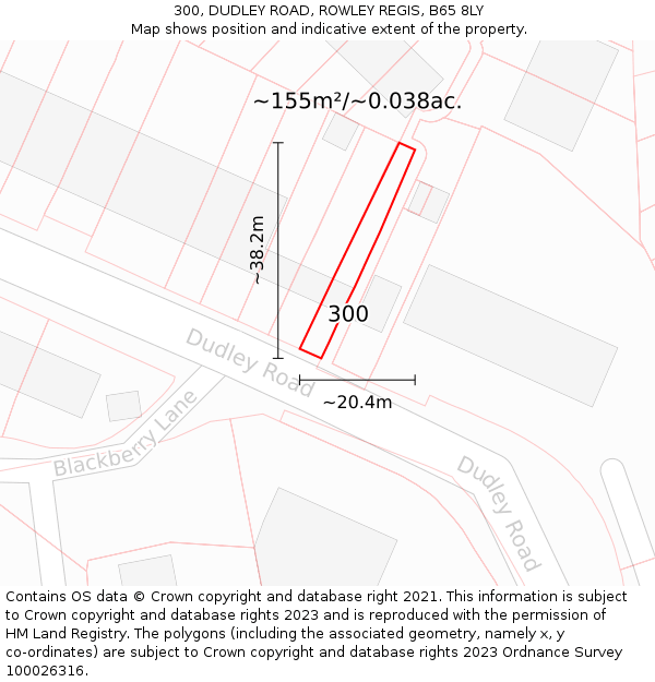 300, DUDLEY ROAD, ROWLEY REGIS, B65 8LY: Plot and title map