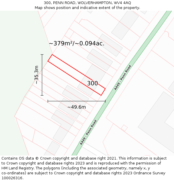 300, PENN ROAD, WOLVERHAMPTON, WV4 4AQ: Plot and title map