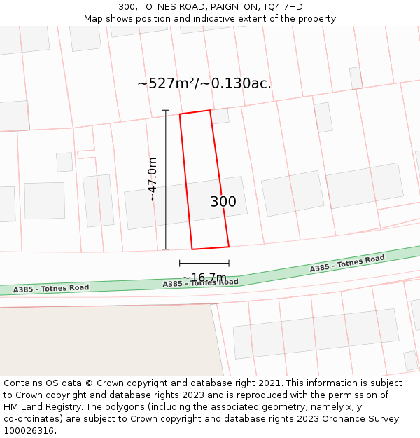 300, TOTNES ROAD, PAIGNTON, TQ4 7HD: Plot and title map