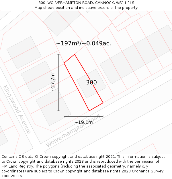 300, WOLVERHAMPTON ROAD, CANNOCK, WS11 1LS: Plot and title map