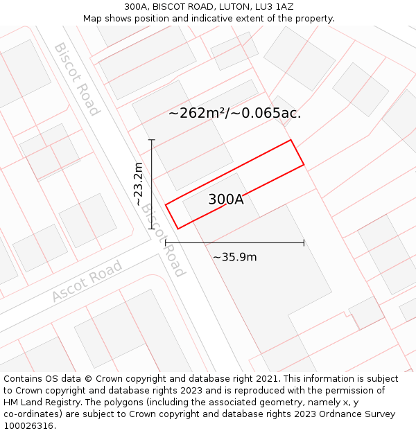 300A, BISCOT ROAD, LUTON, LU3 1AZ: Plot and title map