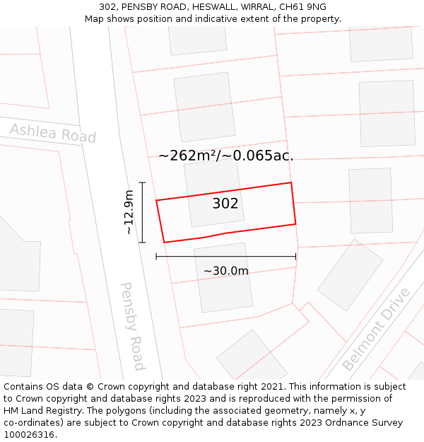 302, PENSBY ROAD, HESWALL, WIRRAL, CH61 9NG: Plot and title map