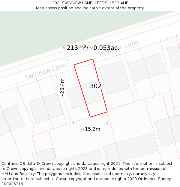 302, SWINNOW LANE, LEEDS, LS13 4HP: Plot and title map