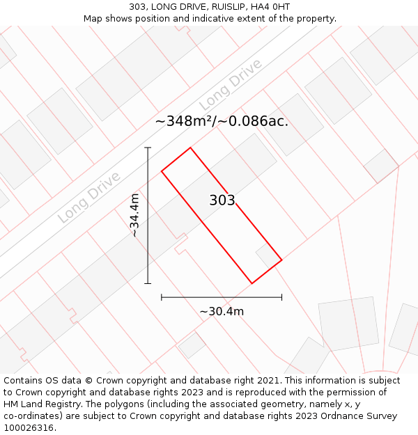 303, LONG DRIVE, RUISLIP, HA4 0HT: Plot and title map