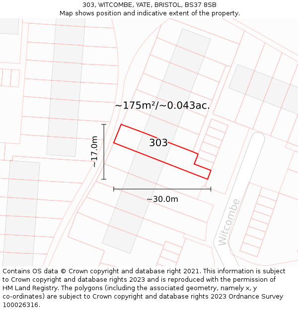 303, WITCOMBE, YATE, BRISTOL, BS37 8SB: Plot and title map