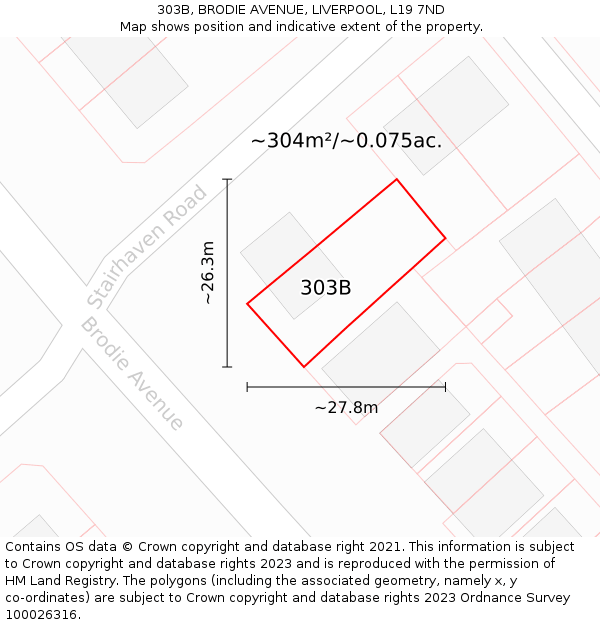 303B, BRODIE AVENUE, LIVERPOOL, L19 7ND: Plot and title map