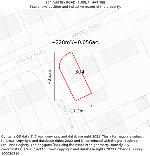 304, WHITBY ROAD, RUISLIP, HA4 9EE: Plot and title map