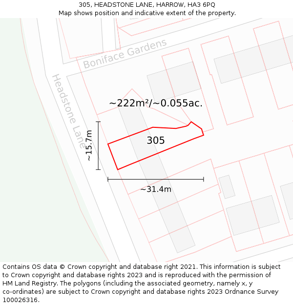 305, HEADSTONE LANE, HARROW, HA3 6PQ: Plot and title map