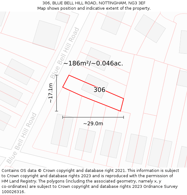 306, BLUE BELL HILL ROAD, NOTTINGHAM, NG3 3EF: Plot and title map