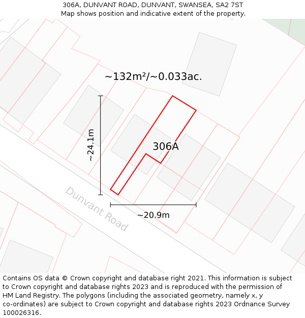 306A, DUNVANT ROAD, DUNVANT, SWANSEA, SA2 7ST: Plot and title map