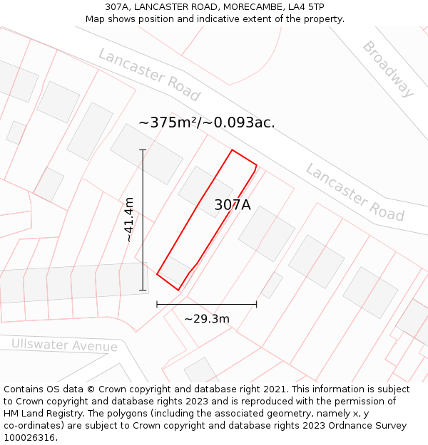 307A, LANCASTER ROAD, MORECAMBE, LA4 5TP: Plot and title map