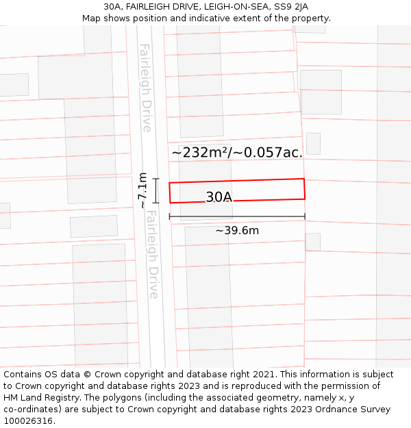 30A, FAIRLEIGH DRIVE, LEIGH-ON-SEA, SS9 2JA: Plot and title map
