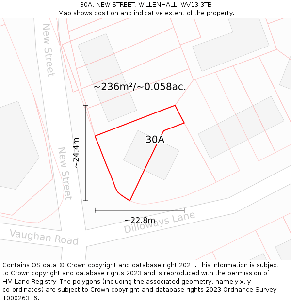 30A, NEW STREET, WILLENHALL, WV13 3TB: Plot and title map