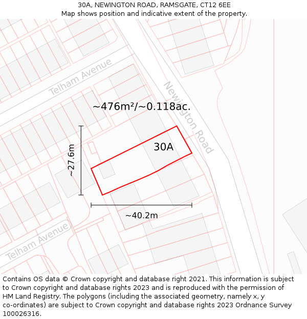 30A, NEWINGTON ROAD, RAMSGATE, CT12 6EE: Plot and title map